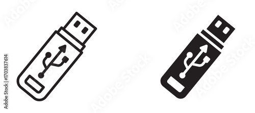 USB Icons in solid and liner versions.