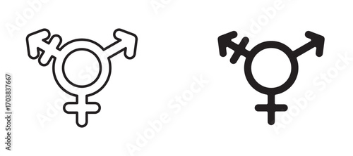 Transgender symbol Icons in solid and liner versions.