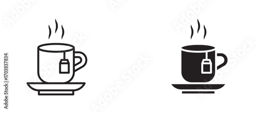 Tea Icons in solid and liner versions.