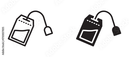 Tea bag Icons in solid and liner versions.