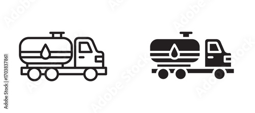 Tank truck Icons in solid and liner versions.