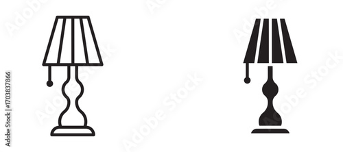 Table lamp Icons in solid and liner versions.