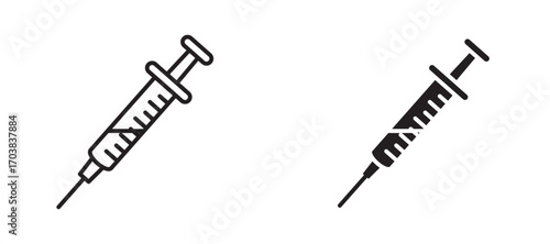Syringe Icons in solid and liner versions.
