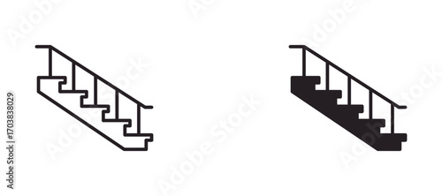 Stairs Icons in solid and liner versions.
