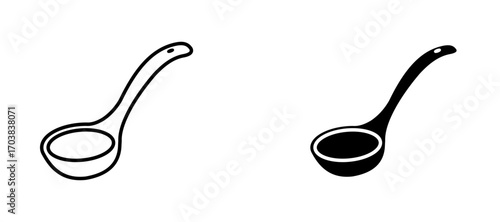 Soup ladle Icons in solid and liner versions.