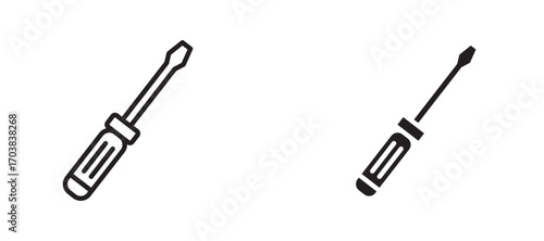 Screwdriver Icons in solid and liner versions.