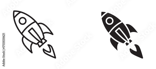 Rocket Icons in solid and liner versions.