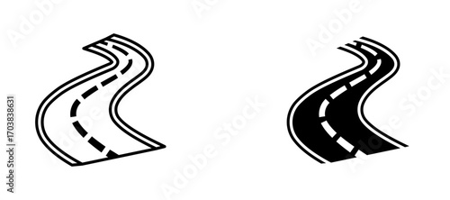 Road Icons in solid and liner versions.