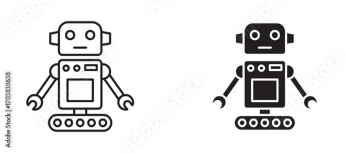 Robot Icons in solid and liner versions.