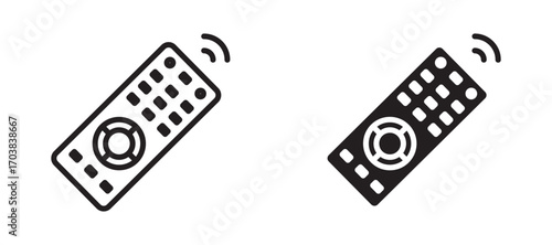 Remote control Icons in solid and liner versions.