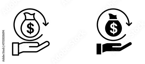 Refund Icons in solid and liner versions.