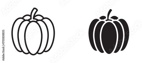 Pumpkin Icons in solid and liner versions.