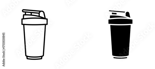 Protein shaker Icons in solid and liner versions.