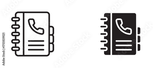 Phone book Icons in solid and liner versions.