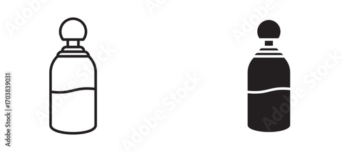 Perfume bottle Icons in solid and liner versions.