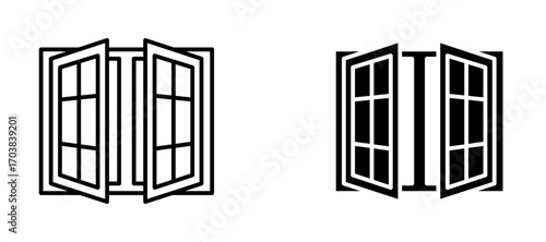 Opened window Icons in solid and liner versions.