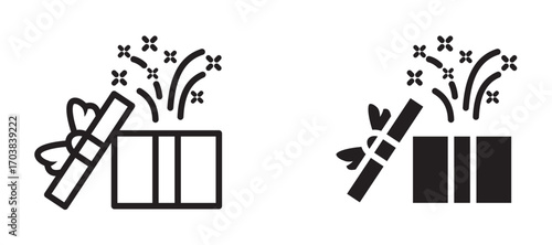 Open gift box Icons in solid and liner versions.