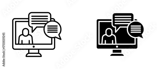 Online consulting Icons in solid and liner versions.
