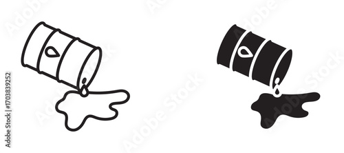 Oil spill Icons in solid and liner versions.