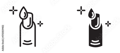 Nail care Icons in solid and liner versions.