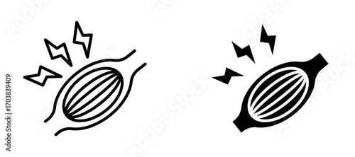 Muscle pain Icons in solid and liner versions.