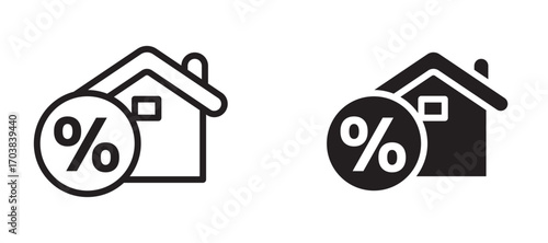 Mortgage rate Icons in solid and liner versions.