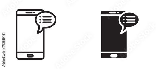 Mobile message Icons in solid and liner versions.