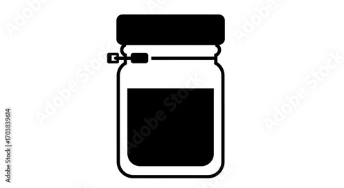 Sealed Mason Jar Icon Black and White Clipart for Canning Food Storage and DIY Projects