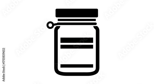 Mason Jar Icon Simple Black and White Clipart for Canning Food and Home Decor Projects