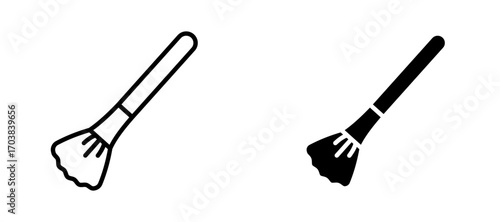 Makeup brush Icons in solid and liner versions.
