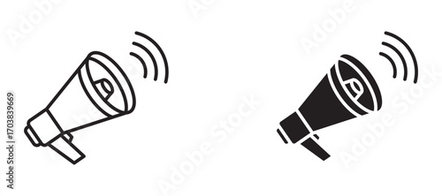 Loudspeaker Icons in solid and liner versions.