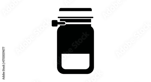 Mason Jar Clip Art Simple Black and White Icon for Canning Food Storage and Rustic Designs