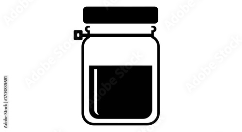 Mason Jar Icon Simple Black and White Glass Jar Clipart