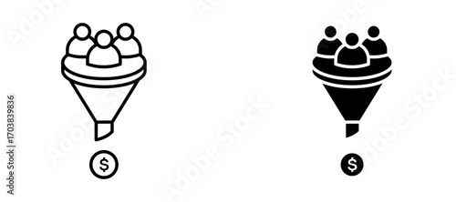 Lead Generation Icons in solid and liner versions.