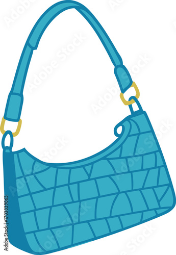 Teal textured shoulder bag with gold hardware handbag blue