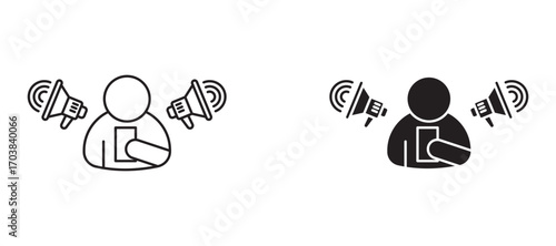 Influencer marketing Icons in solid and liner versions.