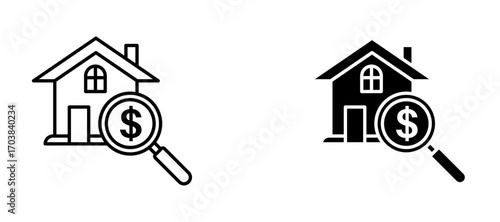 Home appraisal Icons in solid and liner versions.