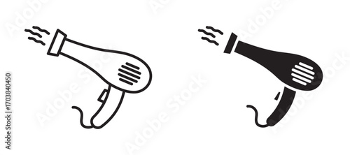 Hair Dryer Icons in solid and liner versions.