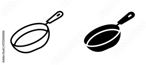 Frying pan Icons in solid and liner versions.