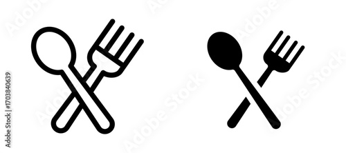 Fork & spoon Icons in solid and liner versions.
