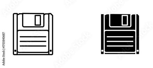 Floppy disk Icons in solid and liner versions.