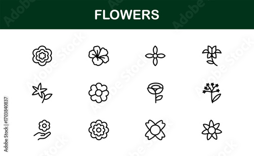 Minimal flowers icons for elegant and decorative projects.  Perfect for apps, websites, and branding with clean, professional, and versatile floral visuals.