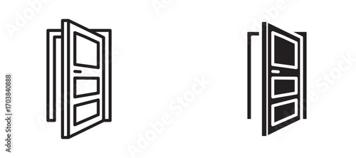Entrance door Icons in solid and liner versions.