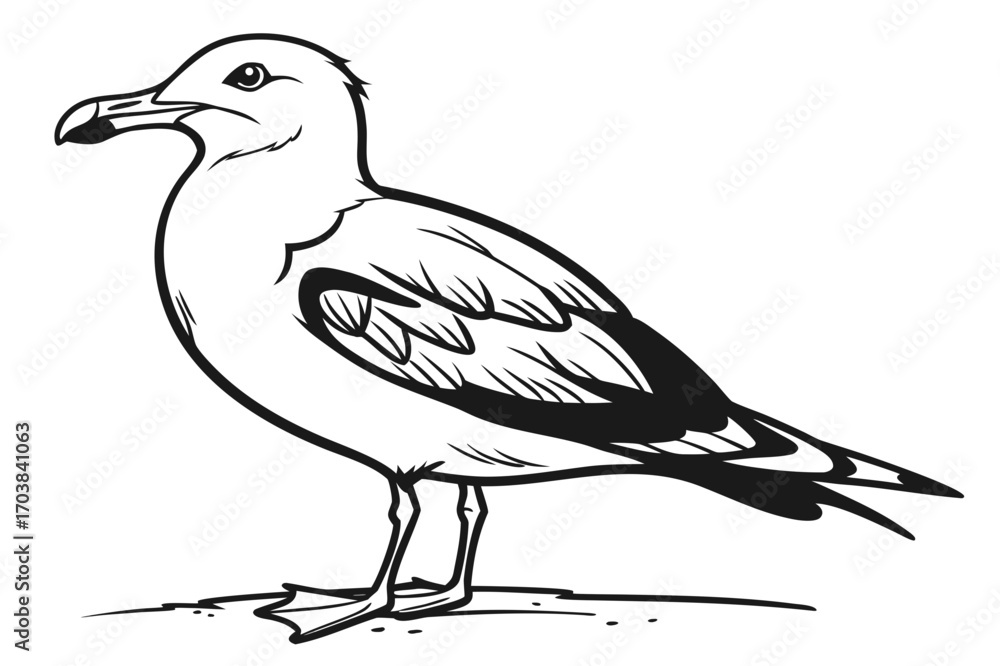 Obraz premium Lone Bird on a Hill: A Serene Nature Vector Illustration