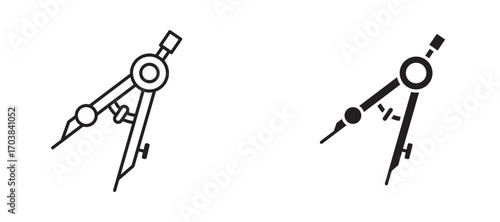 Drawing Compass Icons in solid and liner versions.