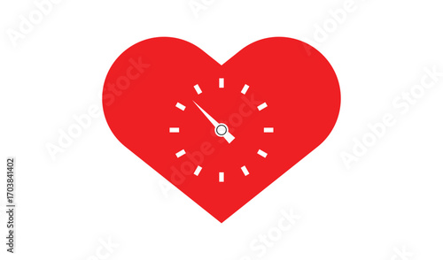 Red heart shaped clock showing time passing