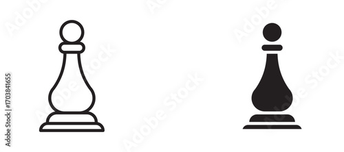 Chess pawn Icons in solid and liner versions.