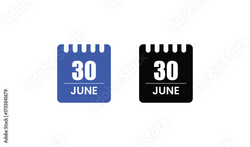 Photos Two calendar icons showing the date june thirtieth