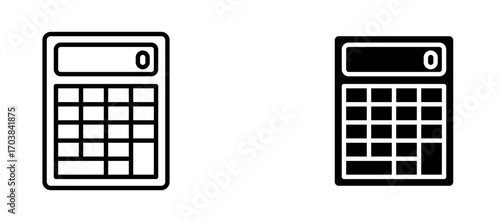 Calculator Icons in solid and liner versions.