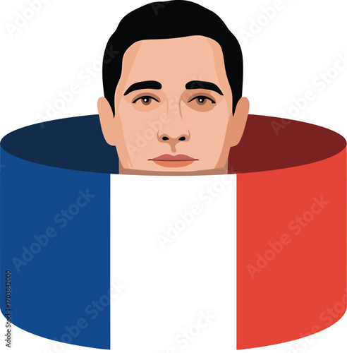French President Vector Illustration with Tricolore Flag Background for Political Design